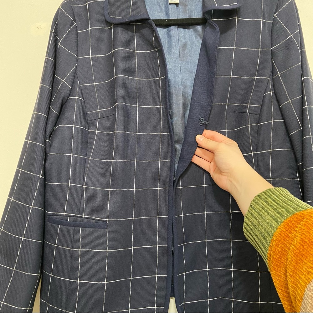 Pendleton Virgin Wool Navy Blue Square Windowpane… - image 6